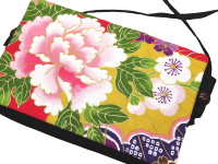 義若オリジナルのポシェット 金彩牡丹と桜(赤)